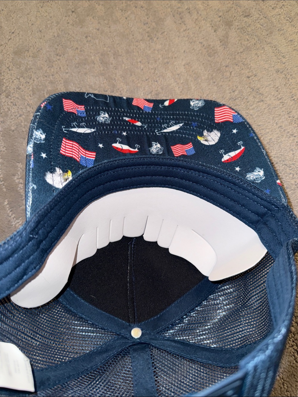 Bass Pro Shops Navy Flag & Lure Pattern Trucker Hat - Picture 3 of 5